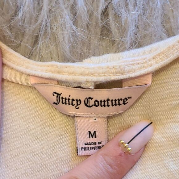Juicy couture womens tan flowy tshirt with embellished detail on shoulders - Picture 4 of 7